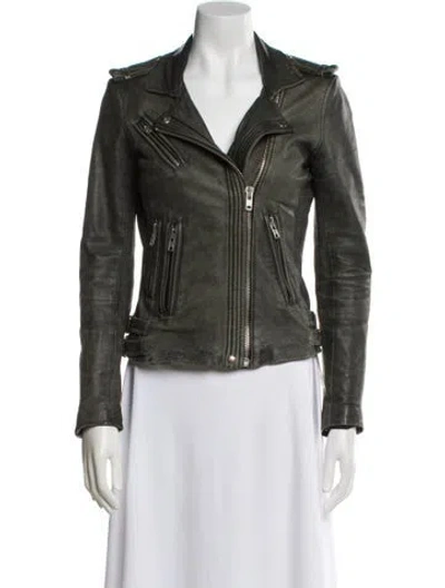Pre-owned Iro Lamb Leather Biker Jacket In Green