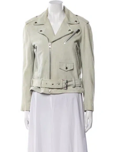 Pre-owned Iro Lamb Leather Biker Jacket In Green