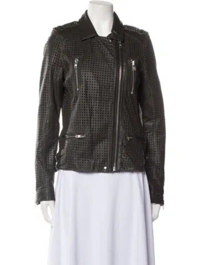 Pre-owned Iro Lamb Leather Biker Jacket In Green