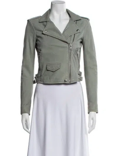 Pre-owned Iro Lamb Leather Biker Jacket In Green