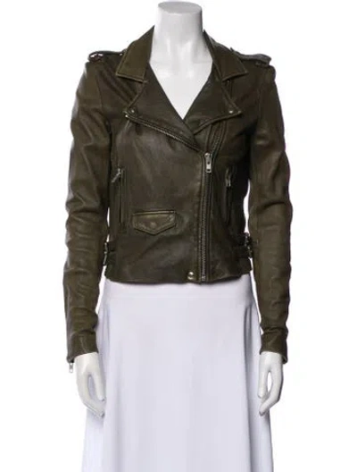 Pre-owned Iro Lamb Leather Biker Jacket In Green