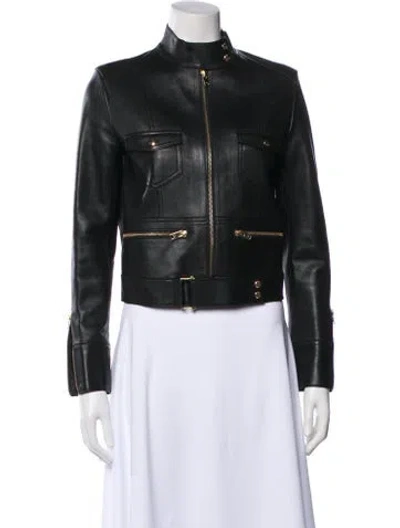 Pre-owned Iro Lamb Leather Biker Jacket In Green