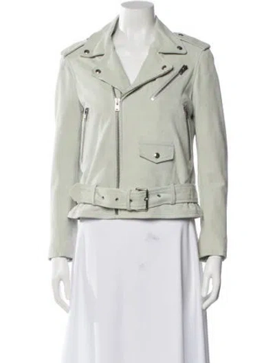 Pre-owned Iro Lamb Leather Biker Jacket In Green