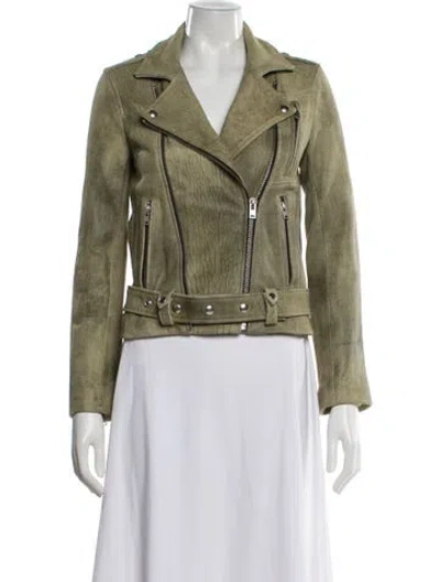 Pre-owned Iro Lamb Leather Biker Jacket In Green