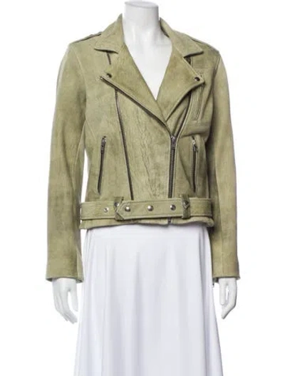 Pre-owned Iro Lamb Leather Biker Jacket In Green