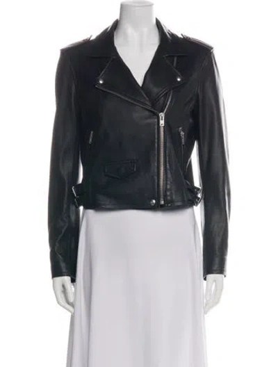 Pre-owned Iro Lamb Leather Biker Jacket In Green