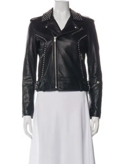 Pre-owned Iro Lamb Leather Biker Jacket In Green