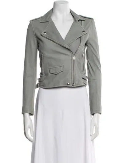 Pre-owned Iro Lamb Leather Biker Jacket In Green