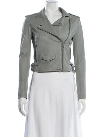 Pre-owned Iro Lamb Leather Biker Jacket In Green