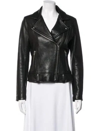 Pre-owned Iro Lamb Leather Biker Jacket In Green