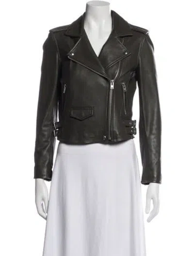 Pre-owned Iro Lamb Leather Biker Jacket In Green