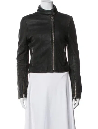 Pre-owned Iro Lamb Leather Biker Jacket In Green