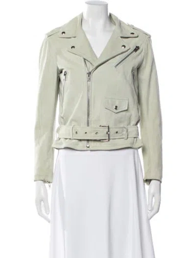 Pre-owned Iro Lamb Leather Biker Jacket In Green