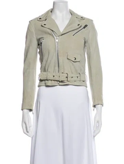 Pre-owned Iro Lamb Leather Biker Jacket In Green