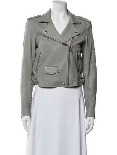Pre-owned Iro Lamb Leather Biker Jacket In Green