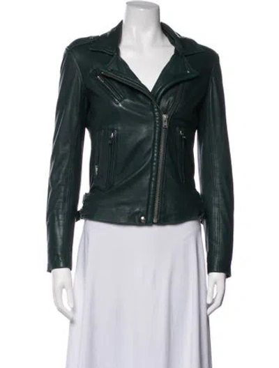Pre-owned Iro Lamb Leather Biker Jacket In Green