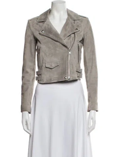 Pre-owned Iro Lamb Leather Biker Jacket In Grey