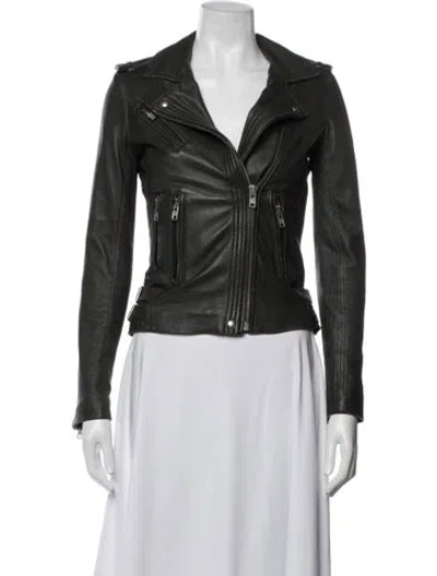 Pre-owned Iro Lamb Leather Biker Jacket In Grey