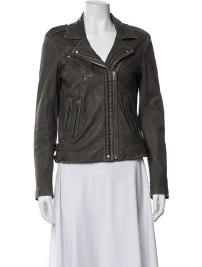 Pre-owned Iro Lamb Leather Biker Jacket In Grey