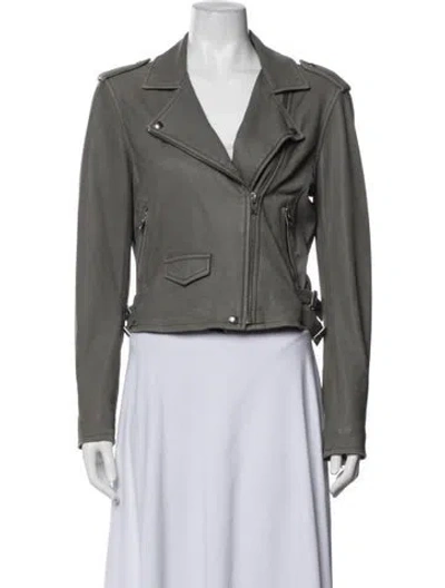Pre-owned Iro Lamb Leather Biker Jacket In Grey