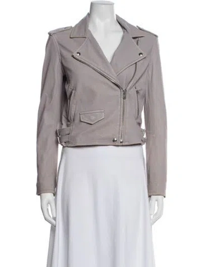Pre-owned Iro Lamb Leather Biker Jacket In Grey