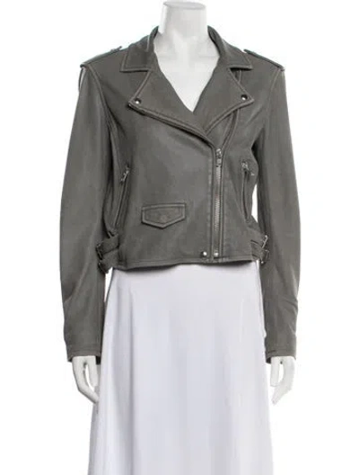Pre-owned Iro Lamb Leather Biker Jacket In Grey
