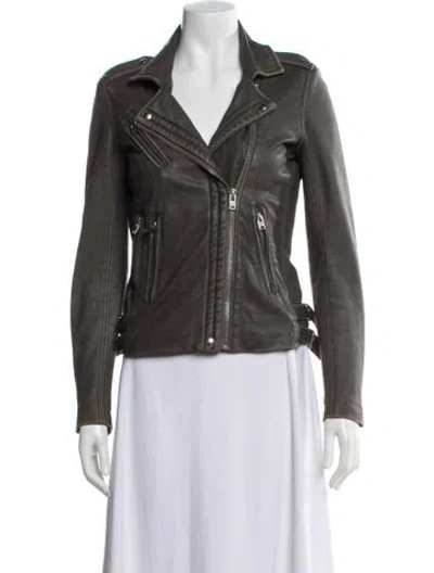 Pre-owned Iro Lamb Leather Biker Jacket In Grey