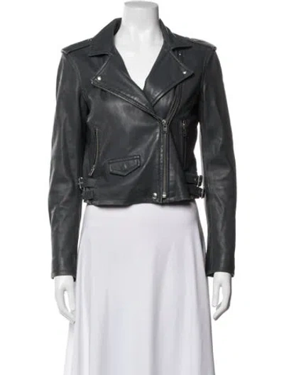 Pre-owned Iro Lamb Leather Biker Jacket In Grey