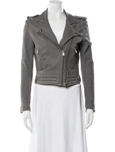 Pre-owned Iro Lamb Leather Biker Jacket In Grey