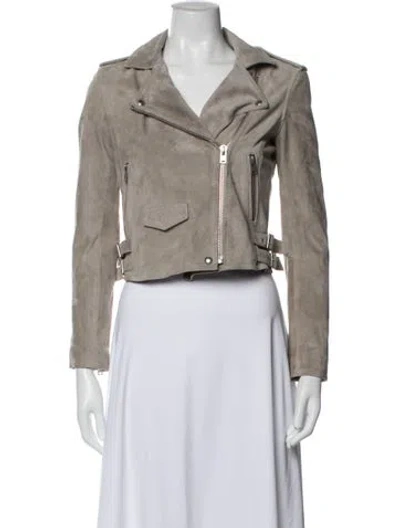 Pre-owned Iro Lamb Leather Biker Jacket In Grey