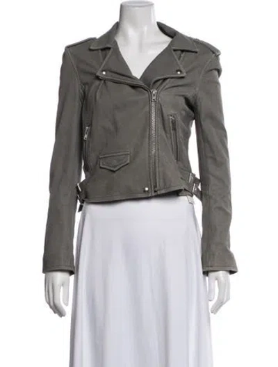 Pre-owned Iro Lamb Leather Biker Jacket In Grey