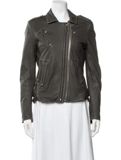 Pre-owned Iro Lamb Leather Biker Jacket In Grey
