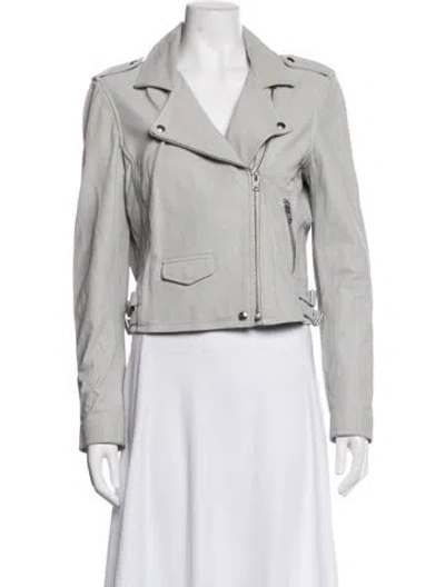 Pre-owned Iro Lamb Leather Biker Jacket In Grey