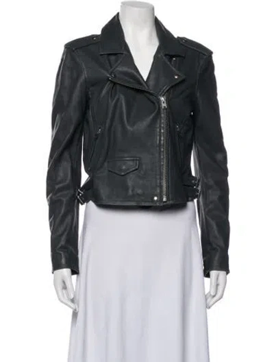 Pre-owned Iro Lamb Leather Biker Jacket In Grey