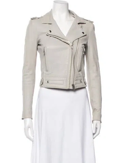 Pre-owned Iro Lamb Leather Biker Jacket In Grey