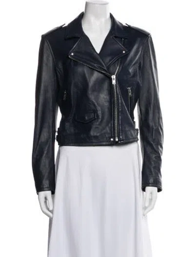 Pre-owned Iro Lamb Leather Biker Jacket In Grey