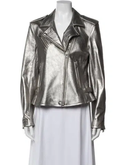 Pre-owned Iro Lamb Leather Biker Jacket In Metallic