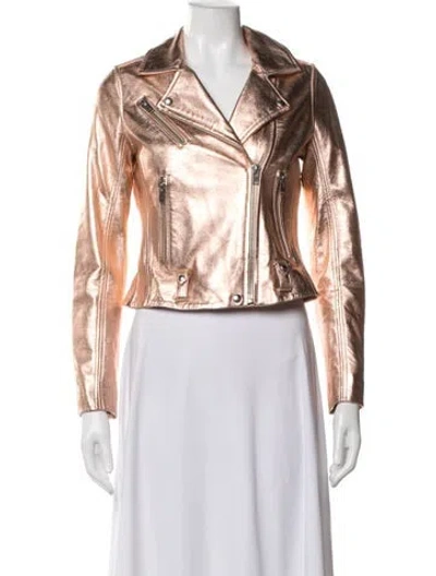 Pre-owned Iro Lamb Leather Biker Jacket In Metallic/pink