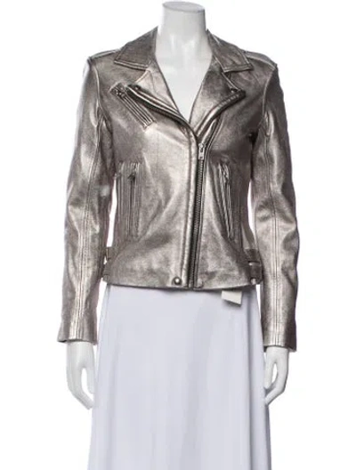 Pre-owned Iro Lamb Leather Biker Jacket In Metallic/silver