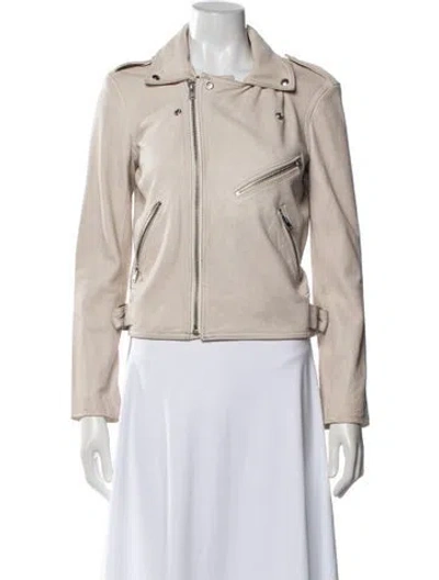 Pre-owned Iro Lamb Leather Biker Jacket In Neutrals