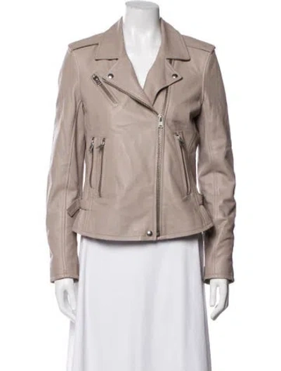 Pre-owned Iro Lamb Leather Biker Jacket In Neutrals