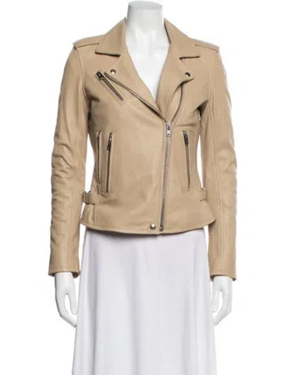 Pre-owned Iro Lamb Leather Biker Jacket In Neutrals