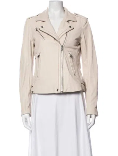 Pre-owned Iro Lamb Leather Biker Jacket In Neutrals