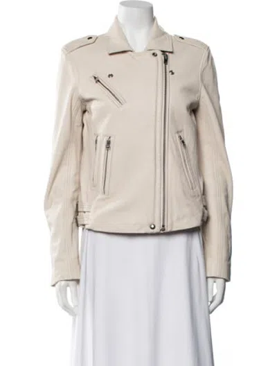 Pre-owned Iro Lamb Leather Biker Jacket In Neutrals