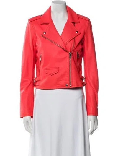 Pre-owned Iro Lamb Leather Biker Jacket In Orange