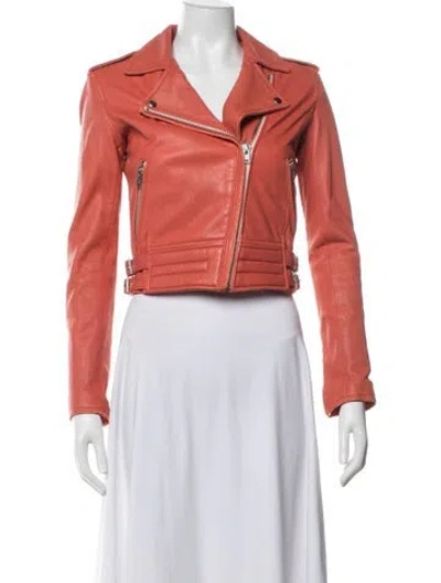Pre-owned Iro Lamb Leather Biker Jacket In Orange