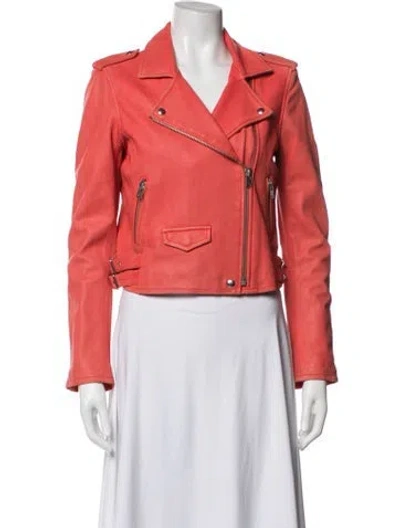 Pre-owned Iro Lamb Leather Biker Jacket In Orange
