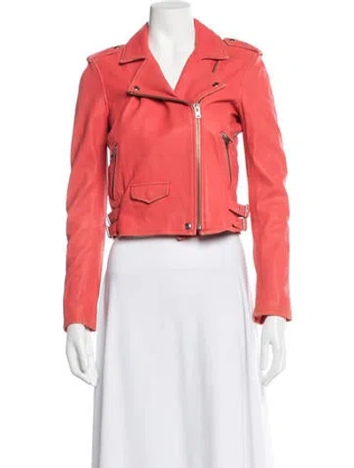 Pre-owned Iro Lamb Leather Biker Jacket In Orange