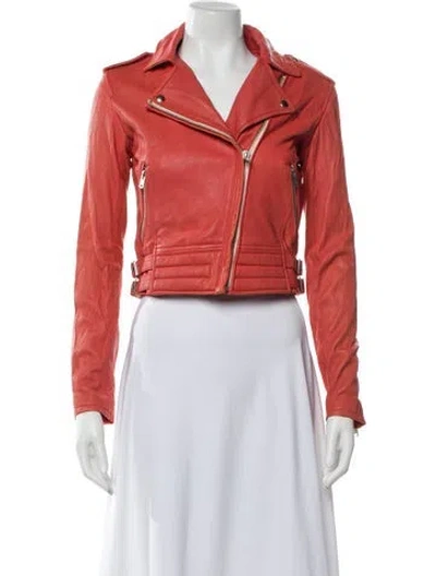Pre-owned Iro Lamb Leather Biker Jacket In Orange