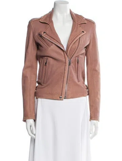Pre-owned Iro Lamb Leather Biker Jacket In Pink